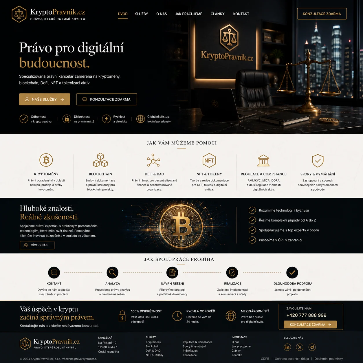Ilustrační návrh možného webu KryptoPravnik.cz pro právní informace a specialisty pro oblast digitálních aktiv